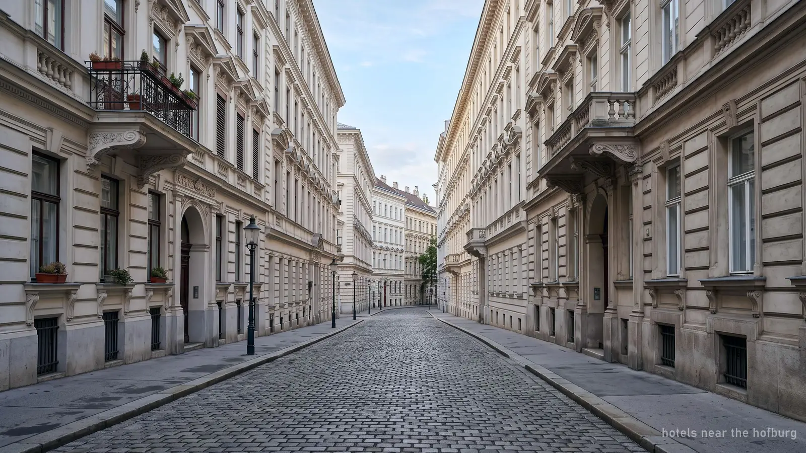 Una tranquila calle lateral adoquinada con edificios de viviendas del siglo XIX en el centro de Viena
