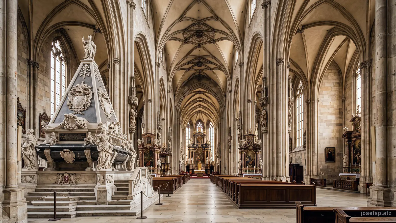 Das hohe gotische Langhaus der Augustinerkirche am Josefsplatz in Wien