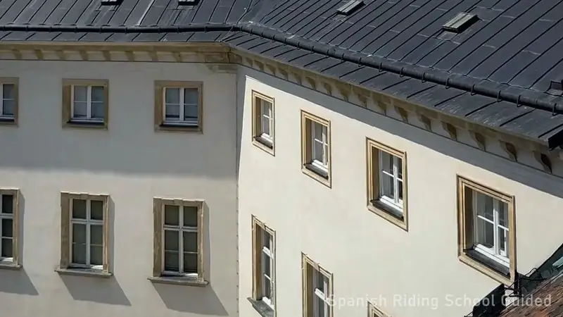 The baroque roof structure above the Winter Riding School, Vienna — photo from the booking listing